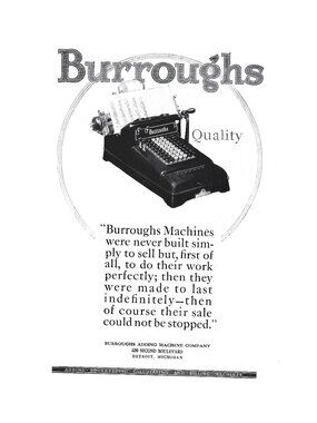 Print Ad Burroughs Adding Machine Company Vintage 1920s Accounting Office AD